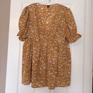 Shein yellow deep V neck blouse-size XXL